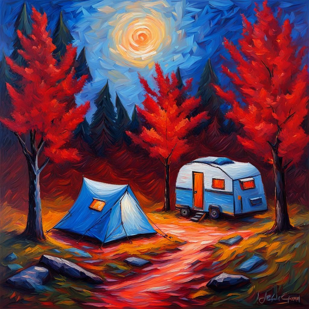 Camping at night