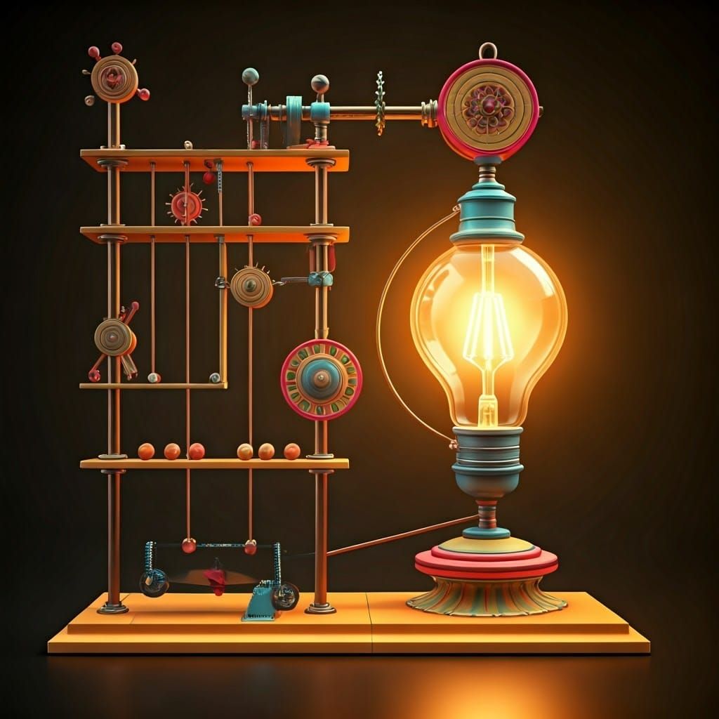 Rube Goldberg Lamp  by @Wandering Lucid