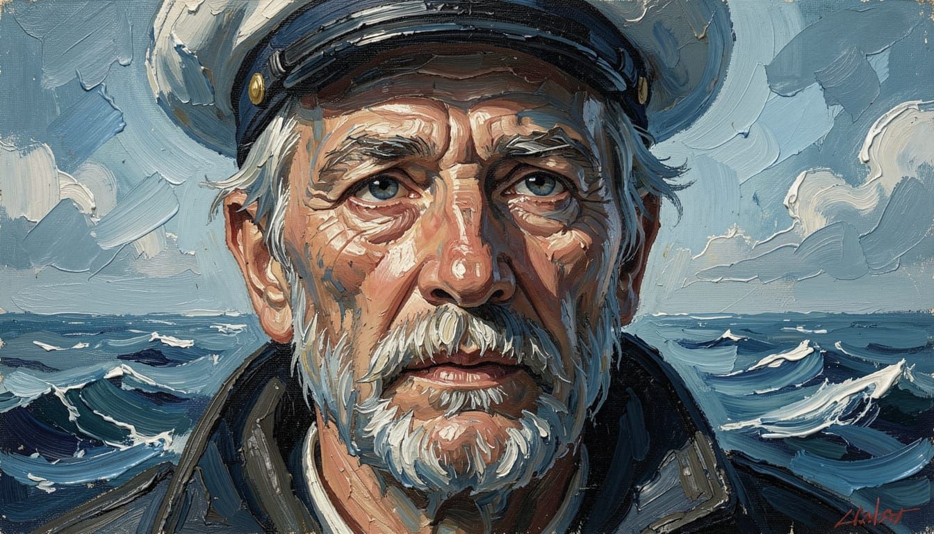 Sturdy sailor pictured in the bold impasto that suits his life!  by @Joris