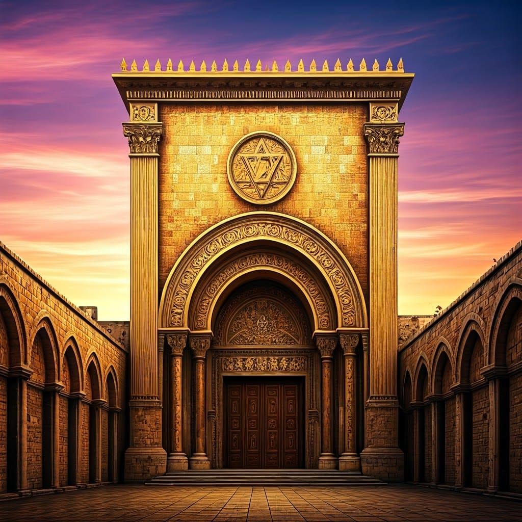 Divine Jerusalem Temple in Vibrant, Golden Light