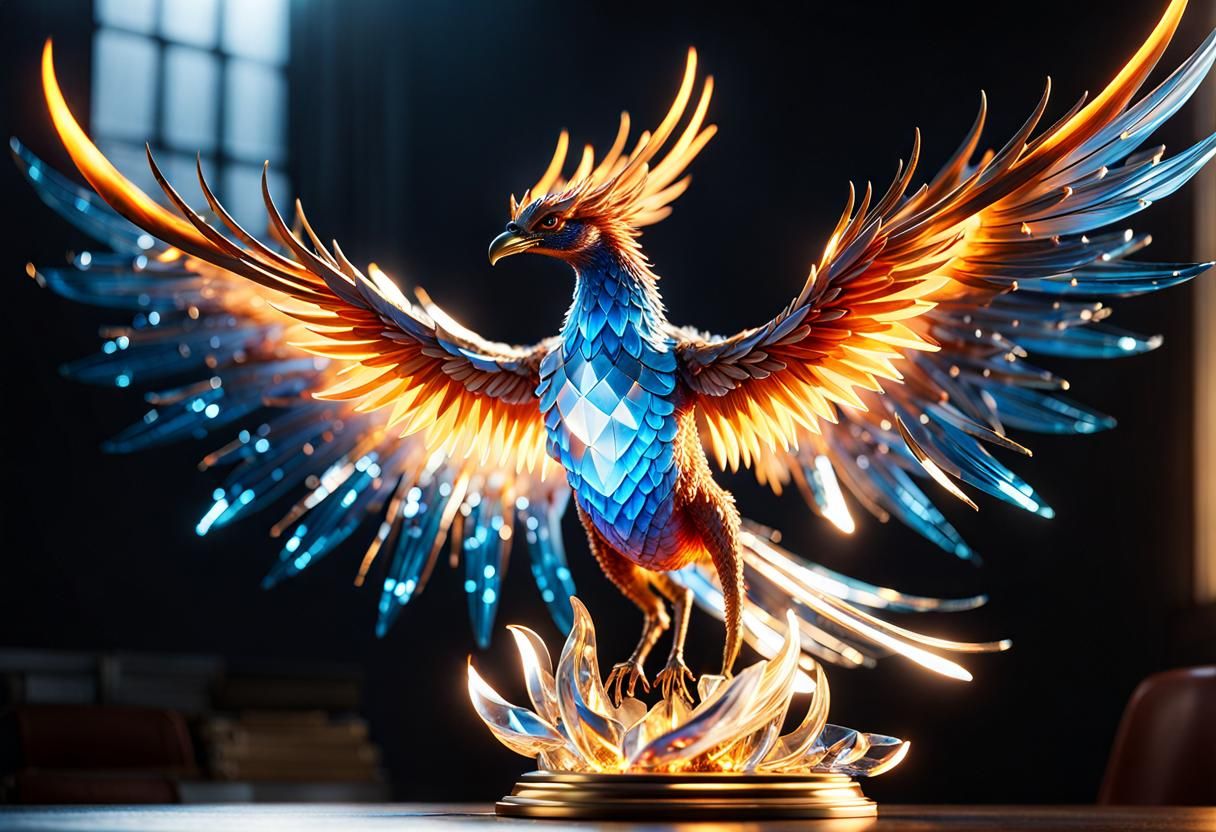 Phoenix Crystal Statue - AI Generated Artwork - NightCafe Creator