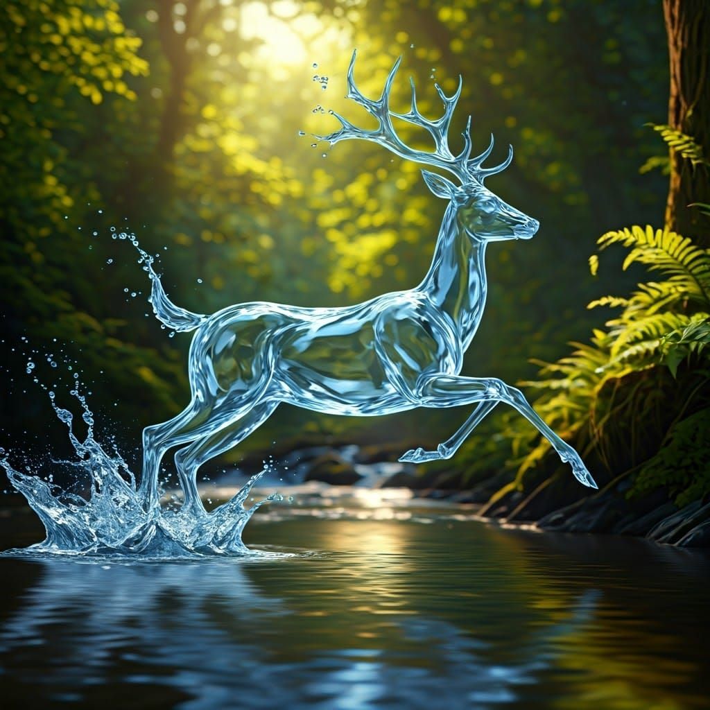 Running water deer  by @Staircase Flash