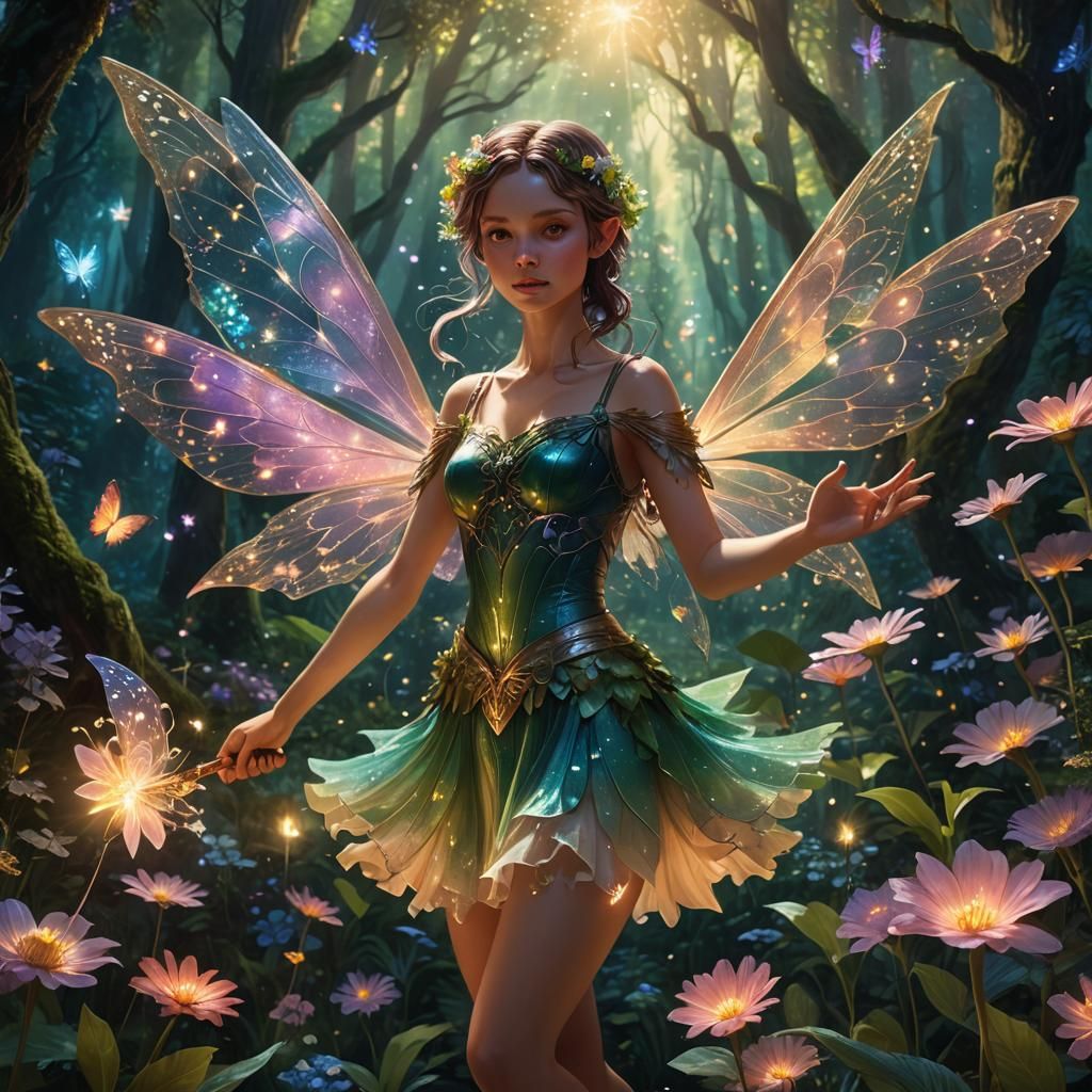 Enchanting Fairy in Lush Forest: Fantasy Concept Art