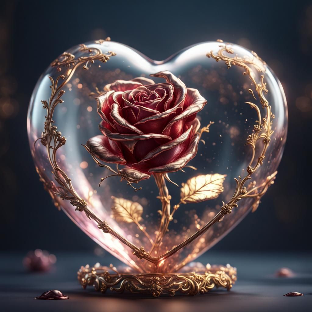 Rose in Glass Heart  by @charlene
