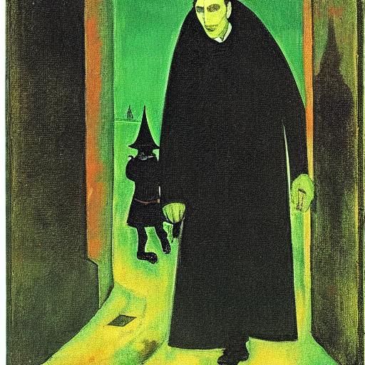 A vampire is walking through the city, along an unfamiliar s...