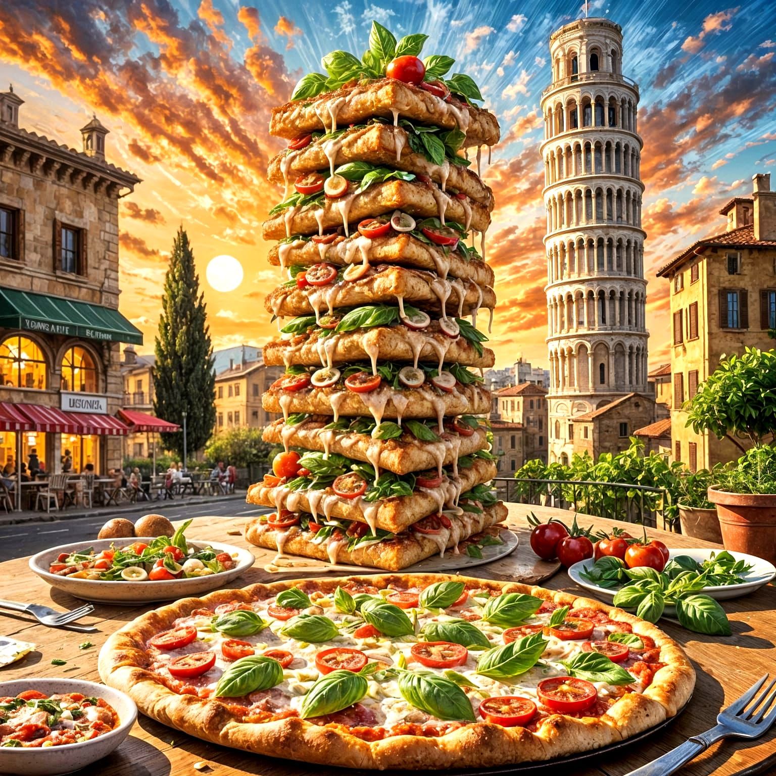 Leaning Tower of Pizza Italy  by @Simon