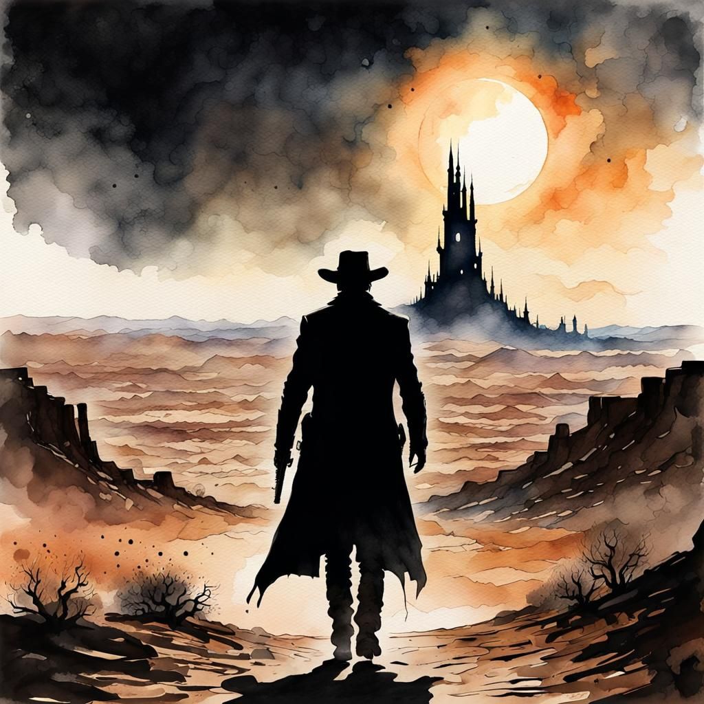 The Gunslinger approaches The Dark Tower  by @MarkMachine