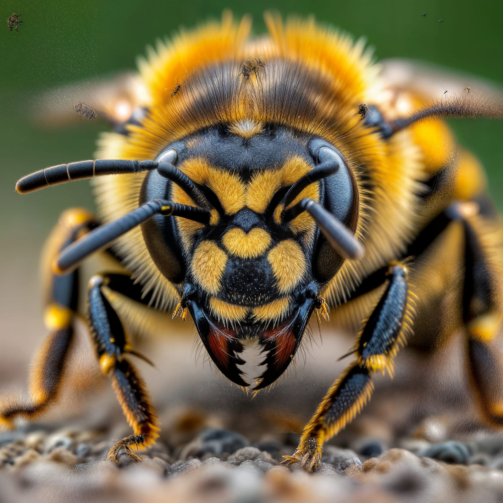 Macro view of a bee focusing on the head  by @Macs designs