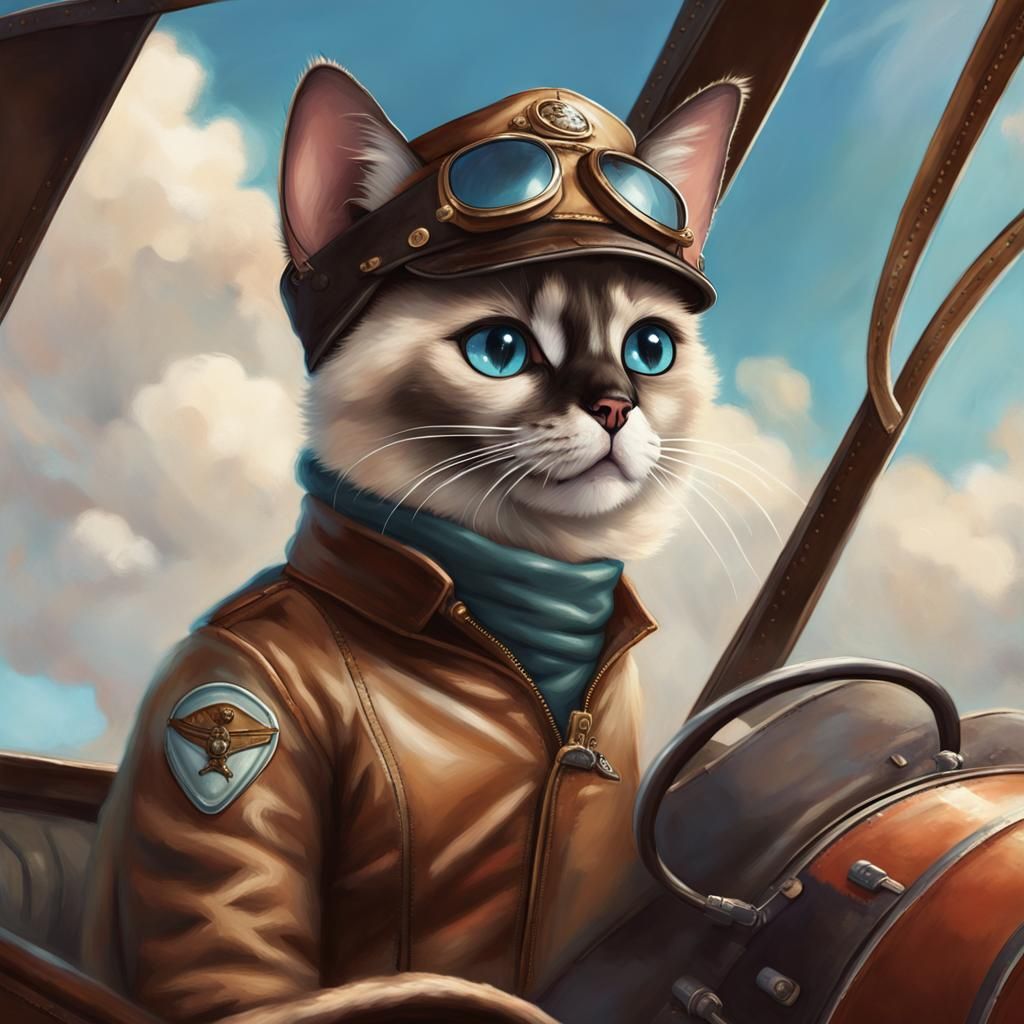 professional fantasy digital painting of a Siamese cat chara...