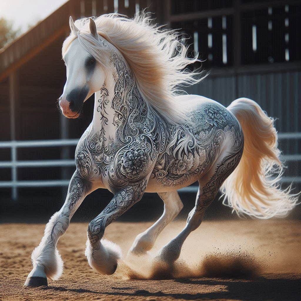 Tattooed White Stallion
