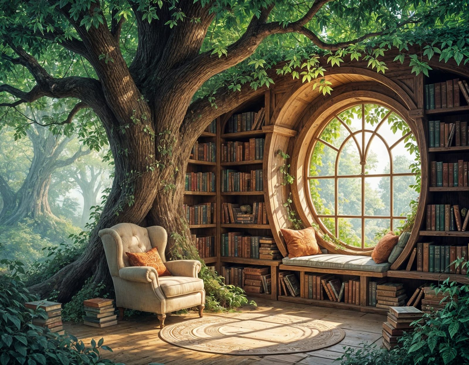 Reading sanctuary in an enchanted forest.   by @Dreamer in Hell