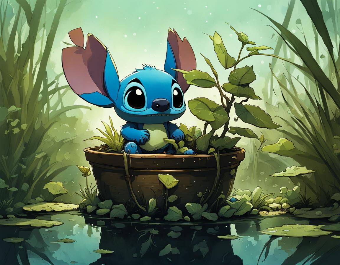 Stitch at the Pond - AI Generated Artwork - NightCafe Creator