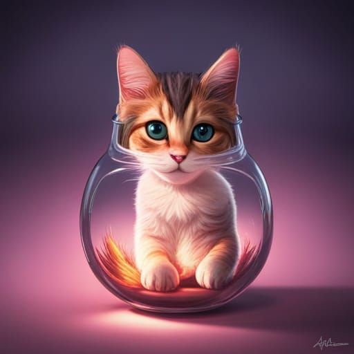 Cat In A Bottle AI Generated Artwork NightCafe Creator