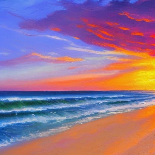 Beach Sunrise - AI Generated Artwork - NightCafe Creator