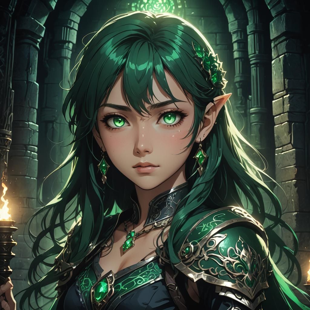 Thalya: Anime Fantasy Art in Dim Dungeon