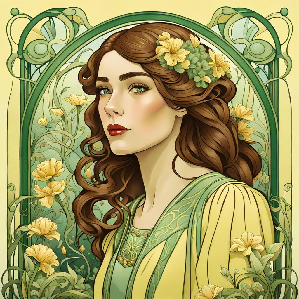 Art nouveau portrait of a beautiful woman I - AI Generated Artwork ...