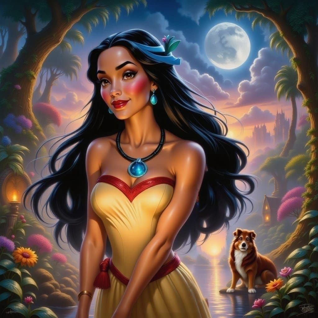 <lora:Disney Art Flux:1.0> disney character pocahontas