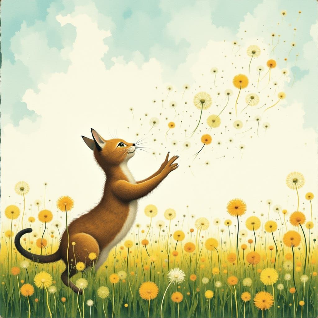 Cat and Dandelion