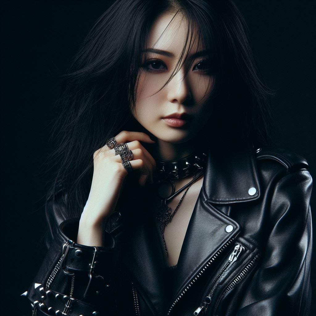 Rock Japanese girl in leather
