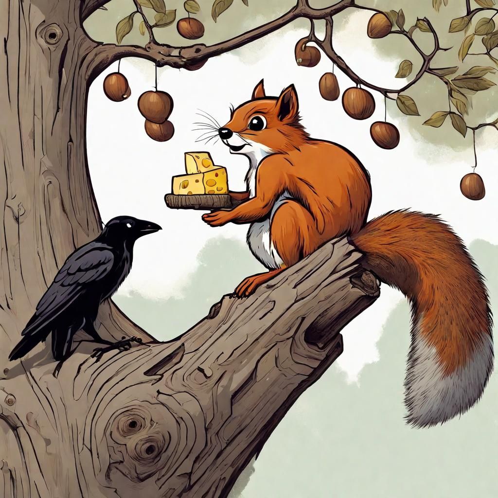 A squirrel is sitting on the branch of the old tree, holding...
