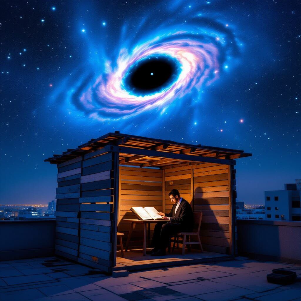 Sukkah Under Black Hole: Vintage Sci-Fi Style