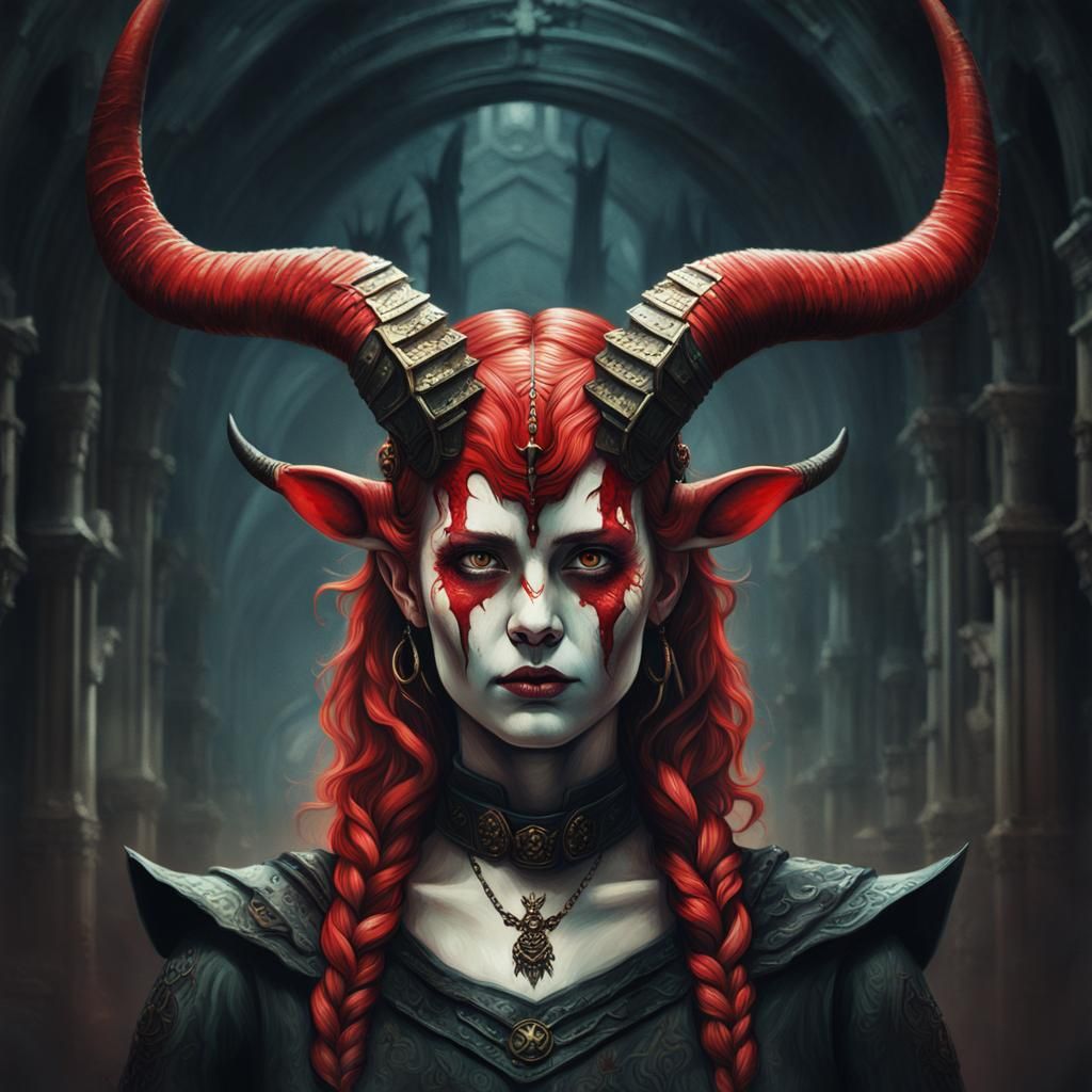 a woman with horns - AI Generated Artwork - NightCafe Creator