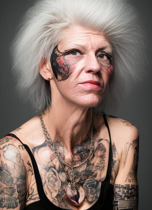 Glamorous Punk Woman Portrait in Studio Lighting