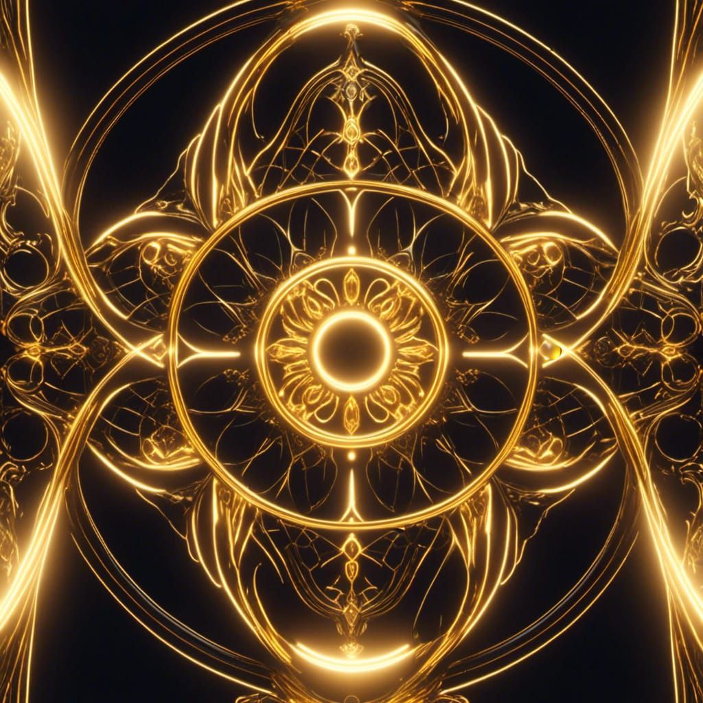 TAROT: The Star, symmetrical, yellow, orange and gold, Unrea...