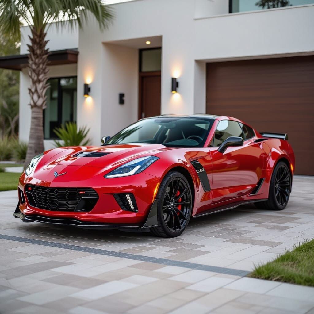 Chevrolet Corvette at Villa Entrance