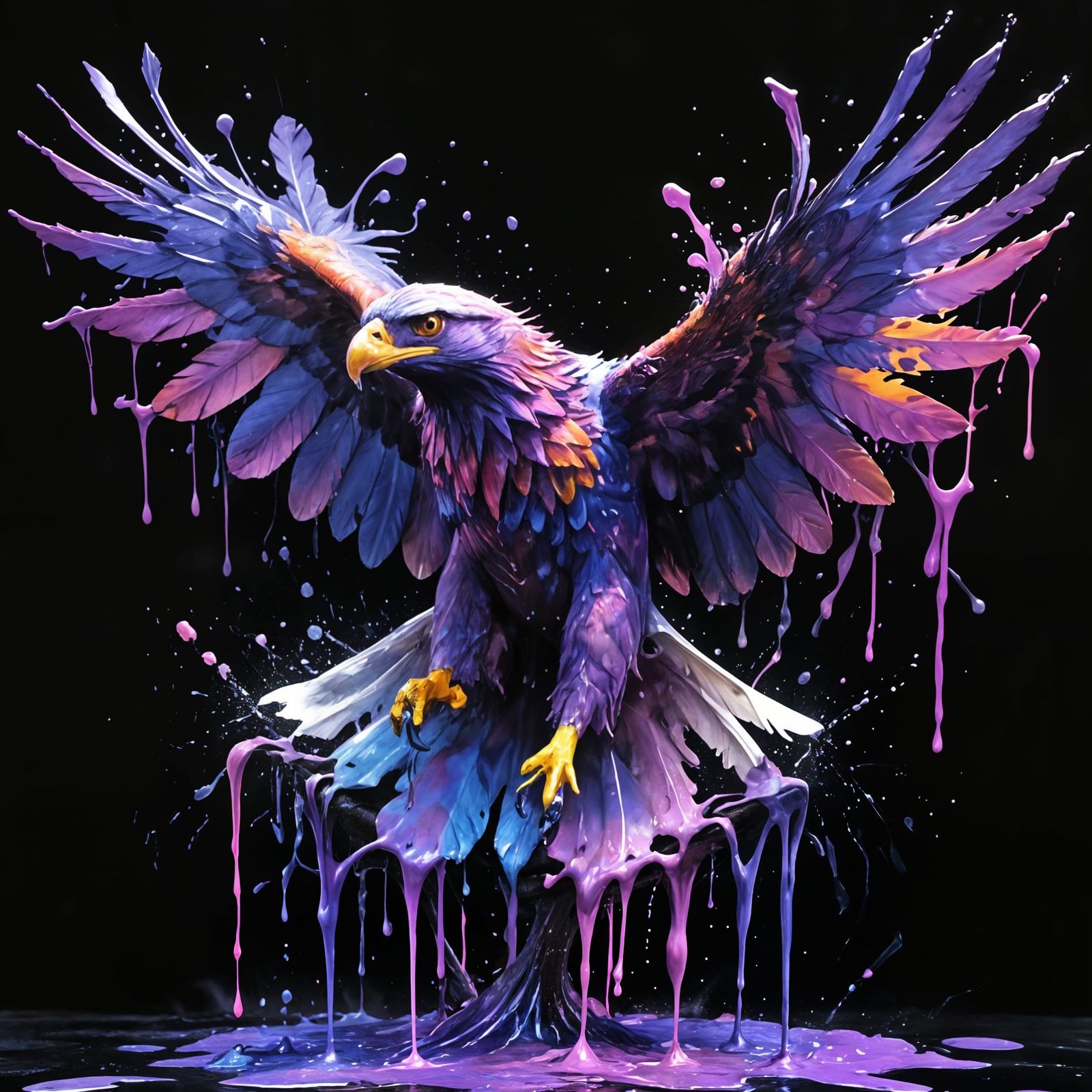 Dripping Purple Painted Eagle  by @MasterRed