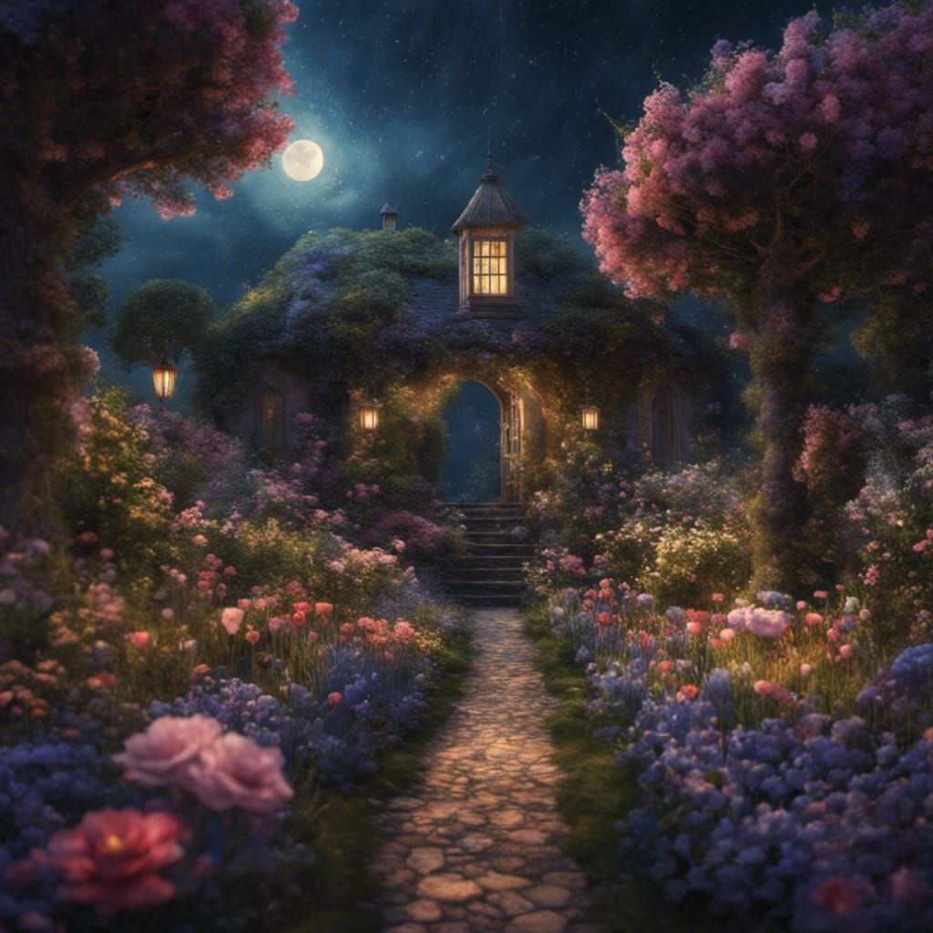 English garden on a starry night  by @Deidre Elayne