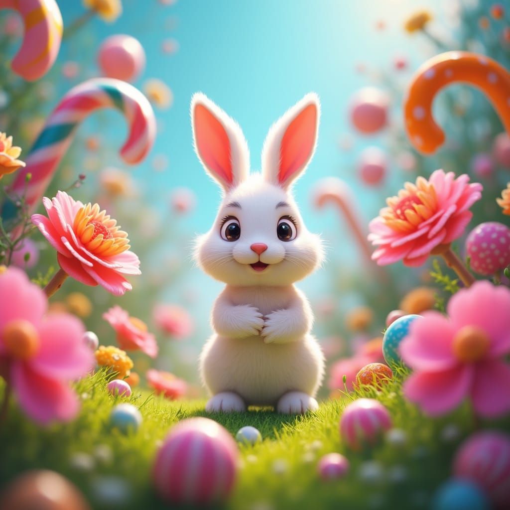 Easter Bunny among the Flowers  by @Brenda Ader