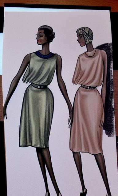 1930s African American young lady fashion sketch