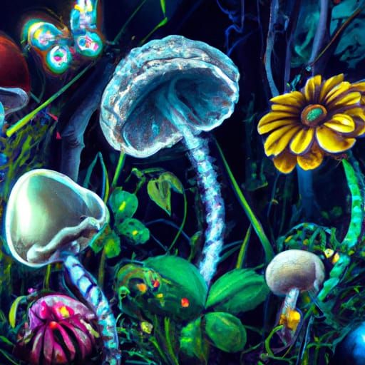 Glowing Mushroom Garden at midnight - AI Generated Artwork - NightCafe ...