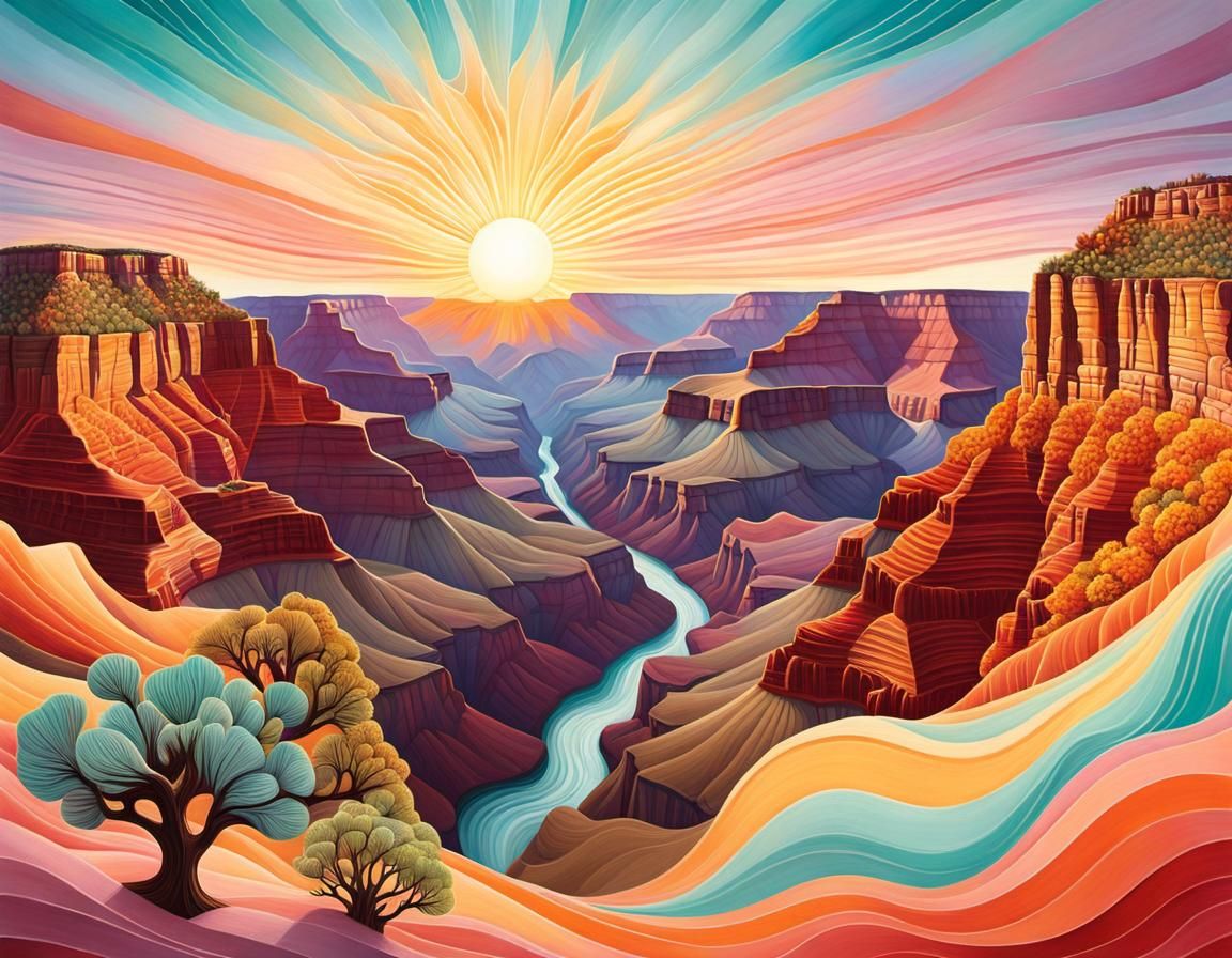 zentangle sunrise over the Grand Canyon  by @Amy 