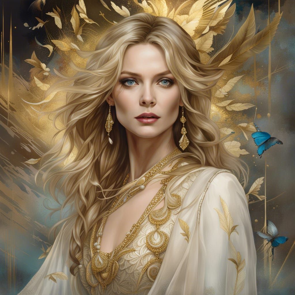 Michelle Pfeifer, that white gold - AI Generated Artwork - NightCafe