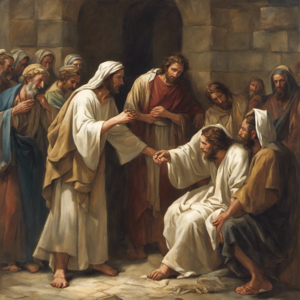 Jesus heals the sick - AI Generated Artwork - NightCafe Creator