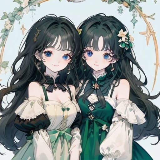 Cute Anime Girls: Black Hair and Blonde Hair Styles