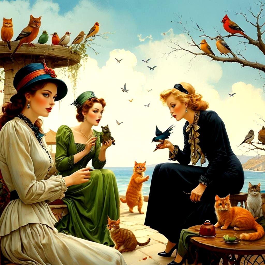 Gossip Girls: A Vargas-Rackham-Andrews Inspired Scene