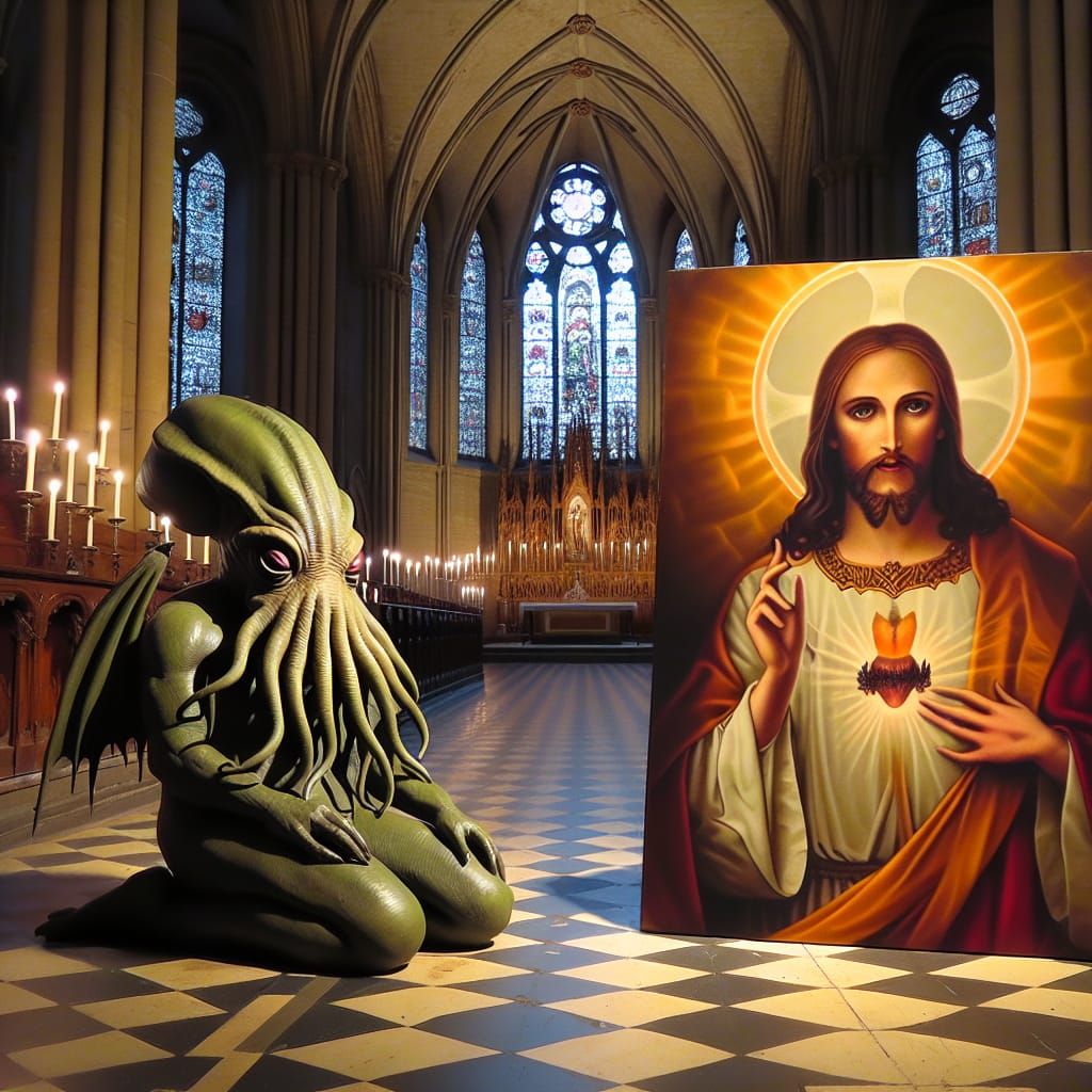 Cthulhu in devotion to Jesus Christ