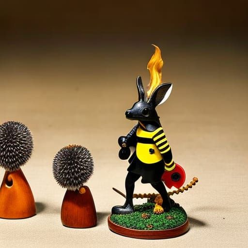 Hedgehog the fireman  hurries to put out the fire, the hare ...
