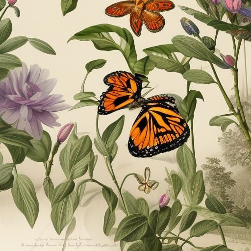The Butterflies of Europe, botanical illustration, white bac...
