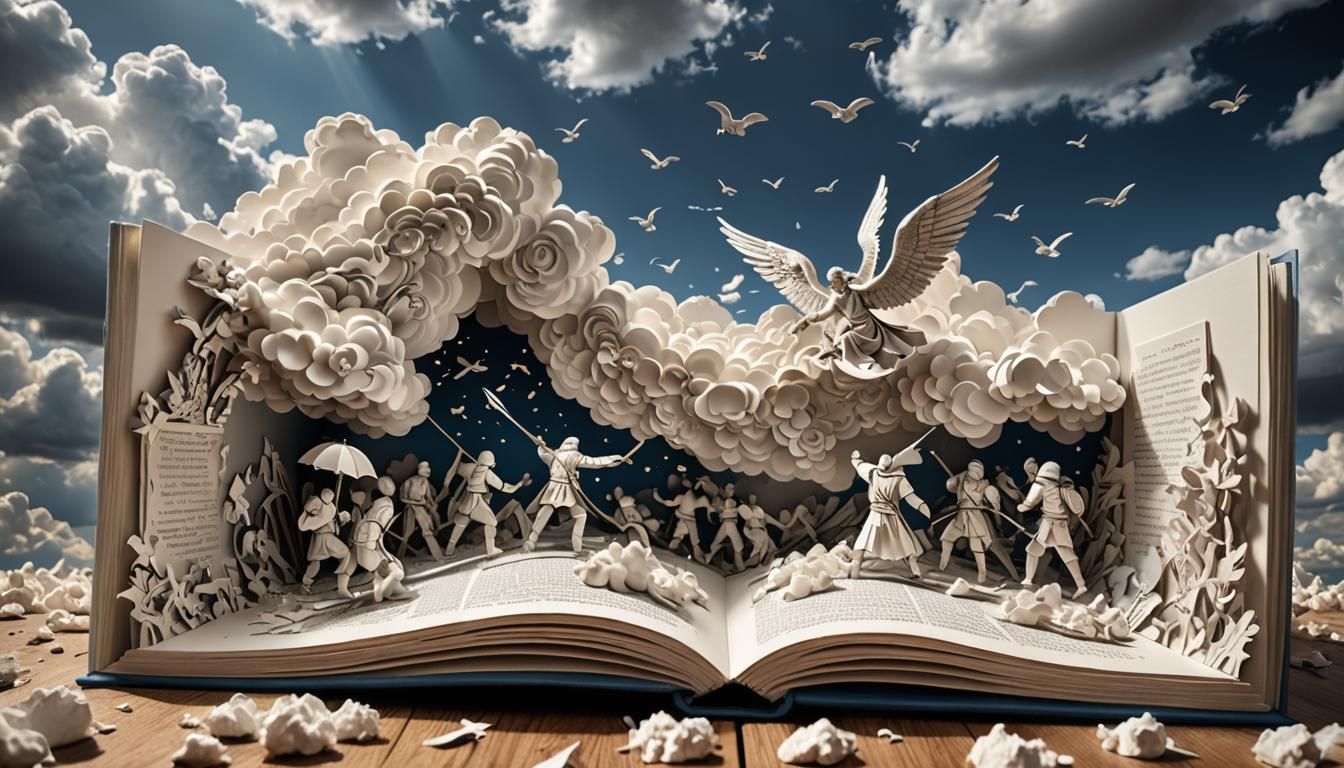 A Popup Book showing An Angelic Scene.  by @KOSH