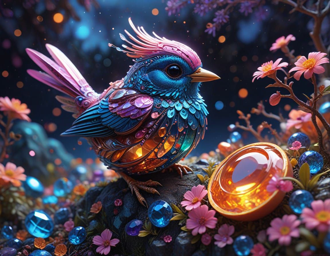 Epic Surrealist Digital Painting of Gemstones Landscape