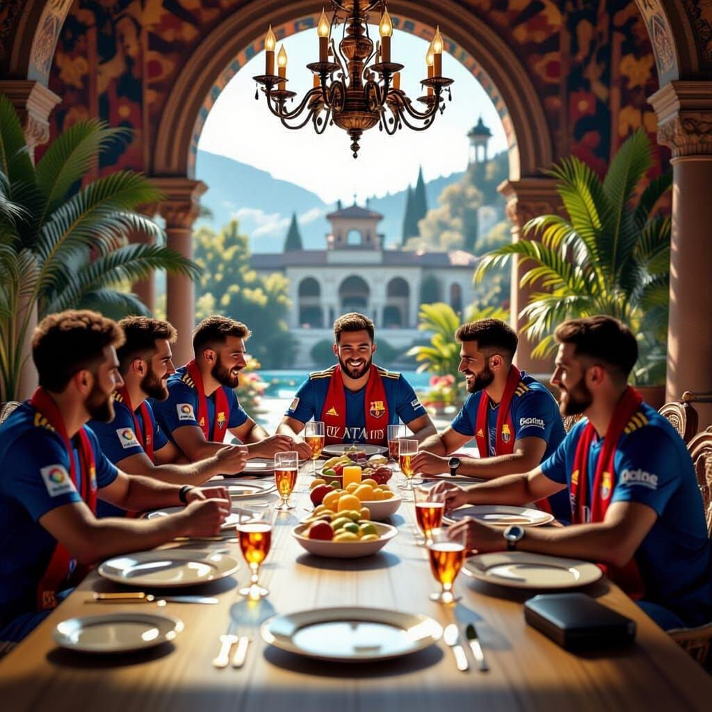 Barcelona Players at a Fantastical Shabbat Table