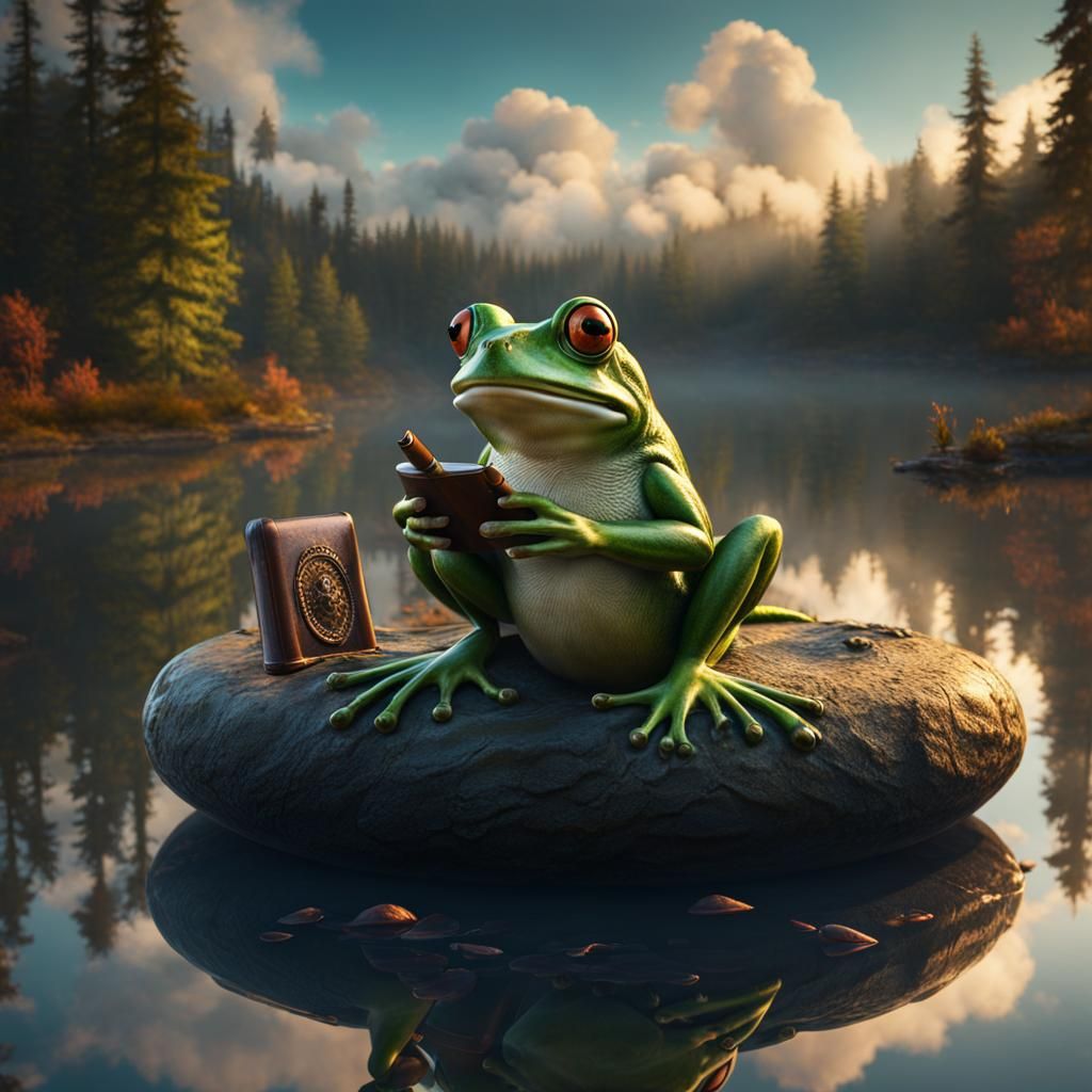 Frog cigar - AI Generated Artwork - NightCafe Creator