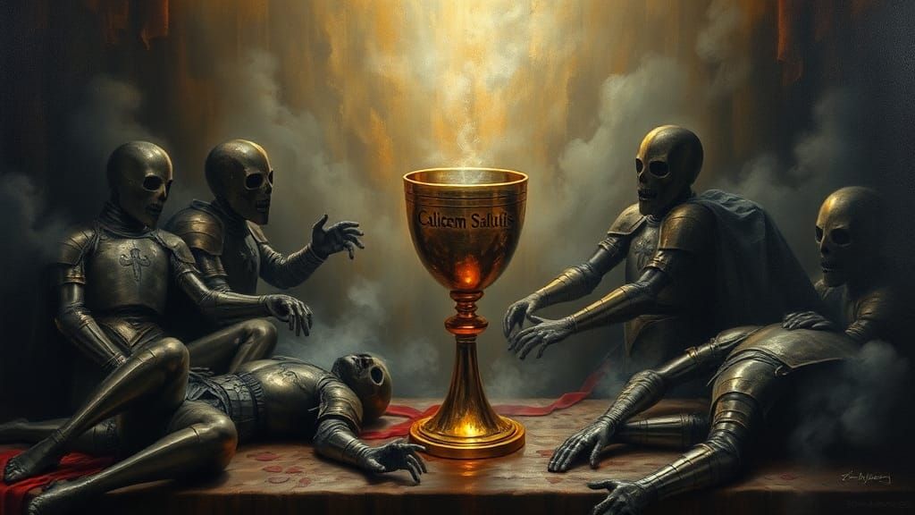A Holy Grail depicted by Witkacy on a stunningly artistic oi...