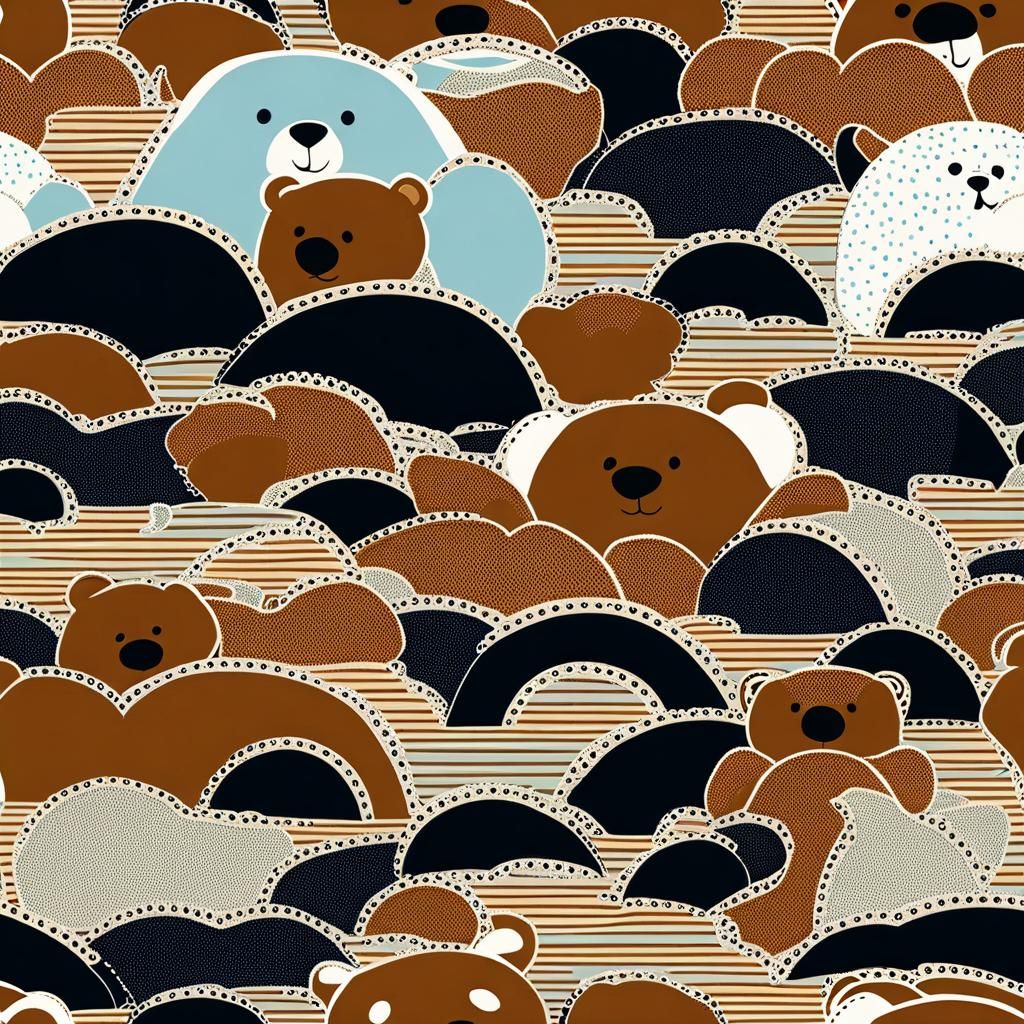teddy Bears Seamless File, with blue, brown and white on lig...