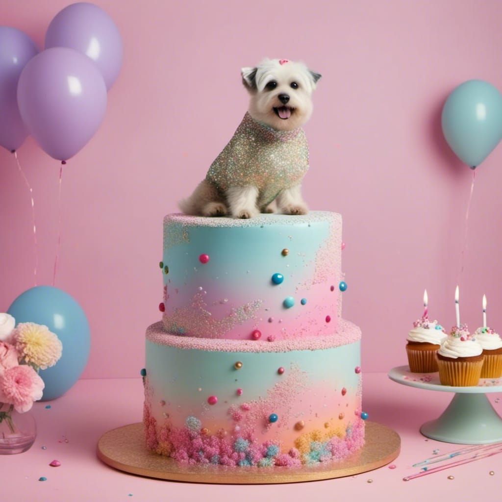 Dog Sparkle Cake - AI Generated Artwork - NightCafe Creator