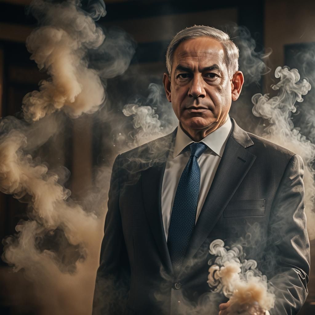 Cinematic Portrait of Benjamin Netanyahu in Moody Lighting